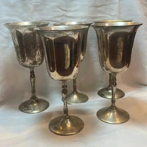 Vintage Silver Plated Goblets Set of 5 - Picture 4 of 4
